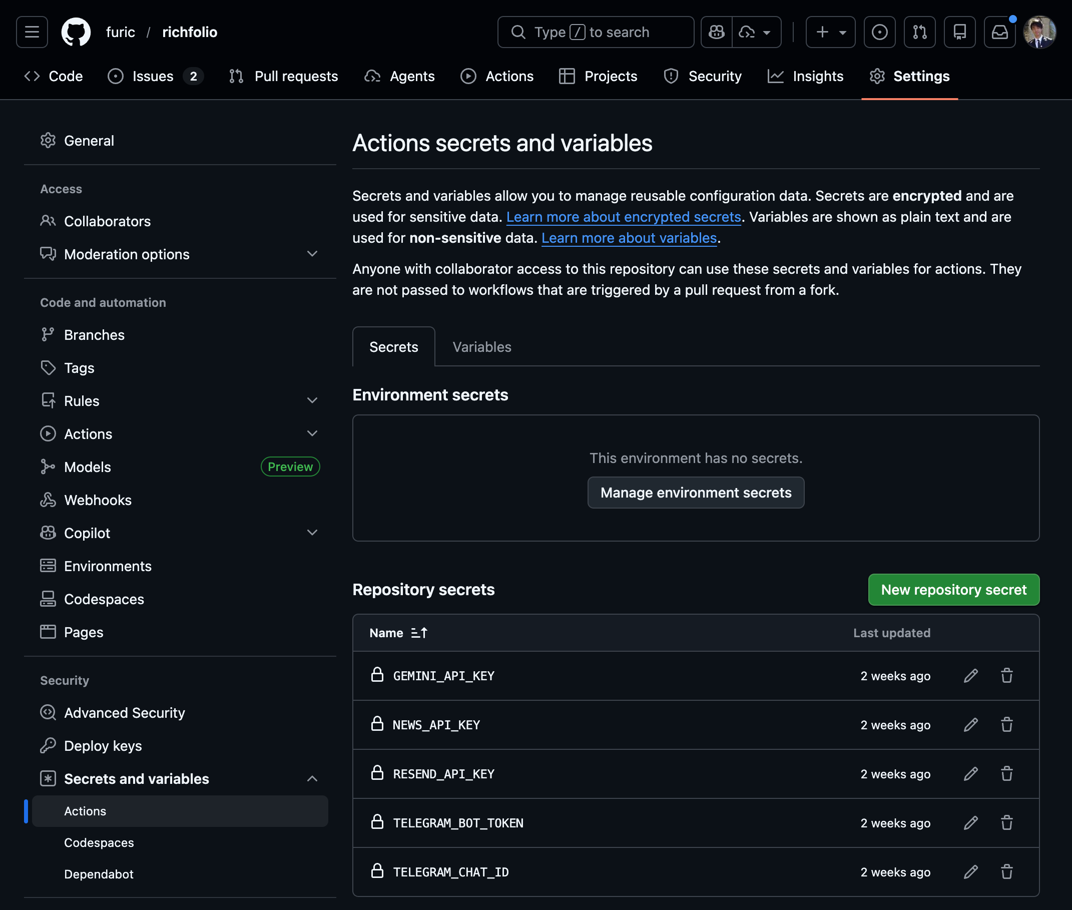 GitHub Actions Secrets